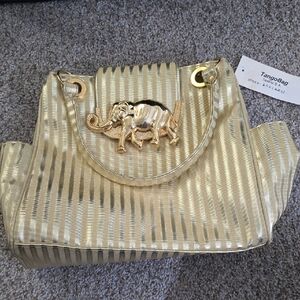 Gold Striped Women's Handbag